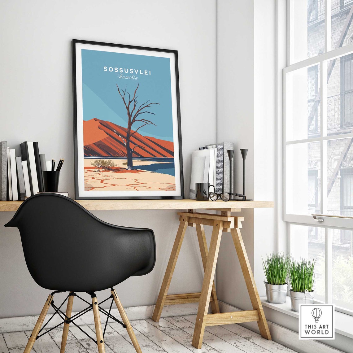 Sossusvlei Namibia Red Dunes Dead Camelthorn Tree Desert Travel Poster - Image 4