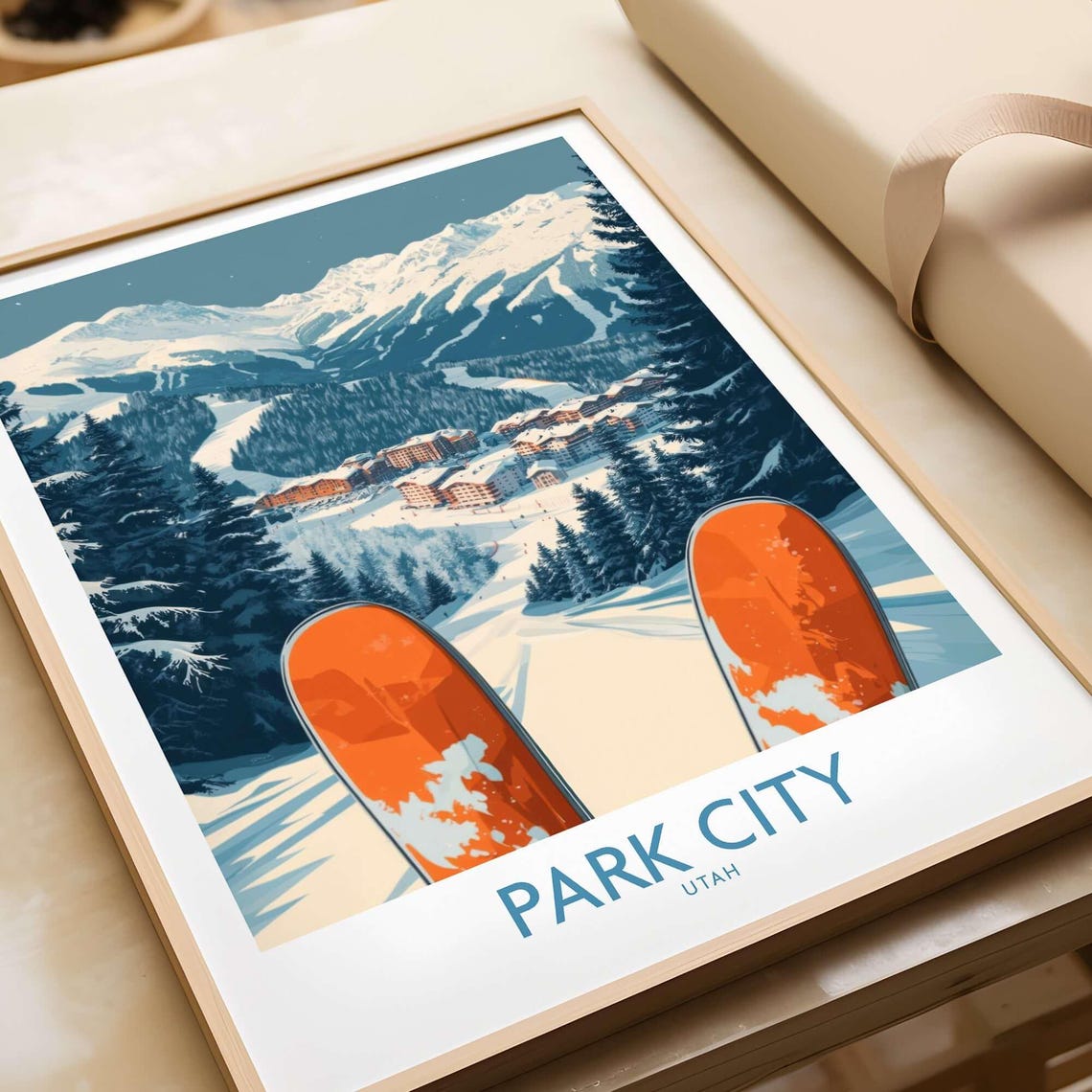 Park City Ski Art Print, Utah Ski Lodge Decor
