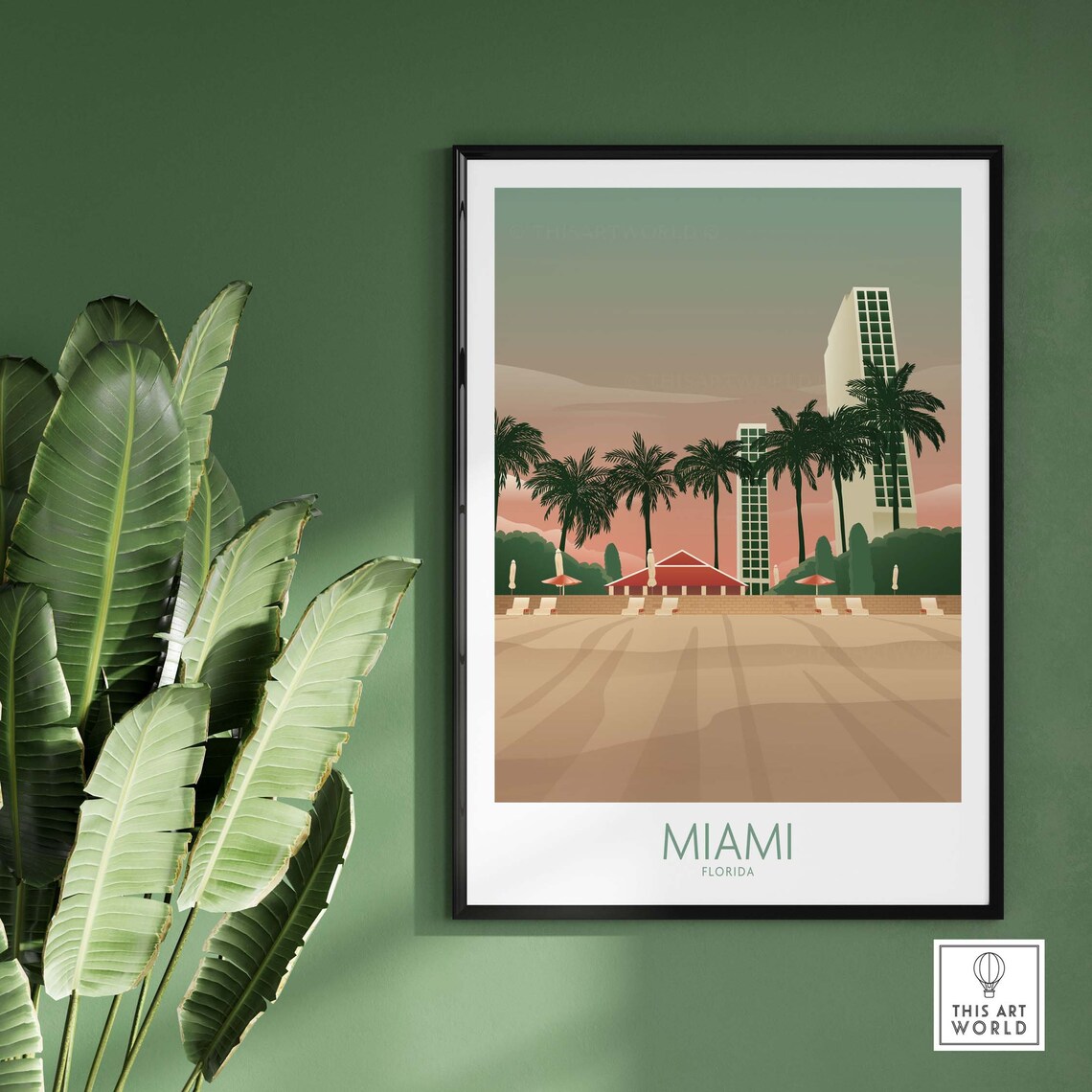 Miami Minimalist Poster Print, Florida Travel Art - Image 2