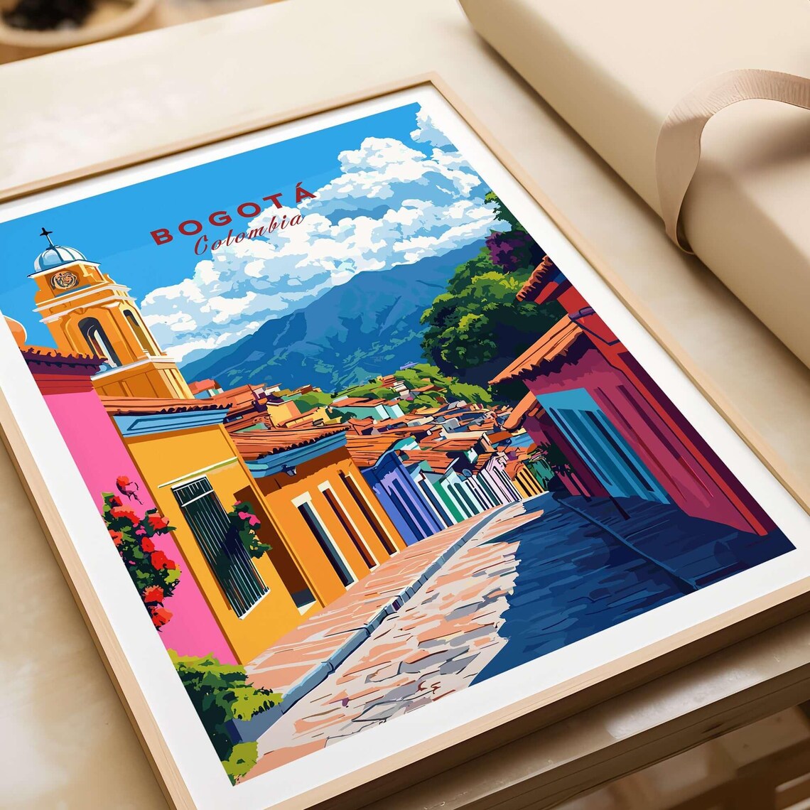 Bogotá Colombia Vibrant Street Colorful Houses Mountain Travel Poster - Image 4