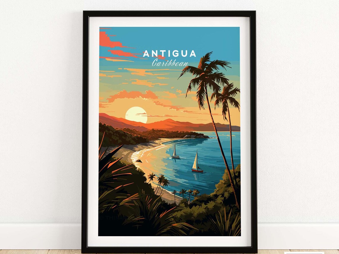 Antigua Travel Poster, Home Decor Art Print