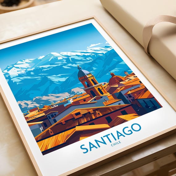 Santiago Wall Art Poster Chile Travel Poster Santiago Artwork Poster Gift Chile Home Decor Santiago Illustration Art Lover Chile Print