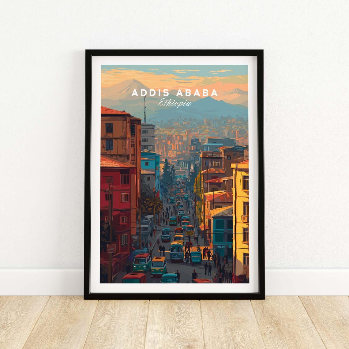 Wall Hanging Addis Ababa Decor Housewarming Gift Living Room Ethiopia Art Lovers Illustration Poster Home Office