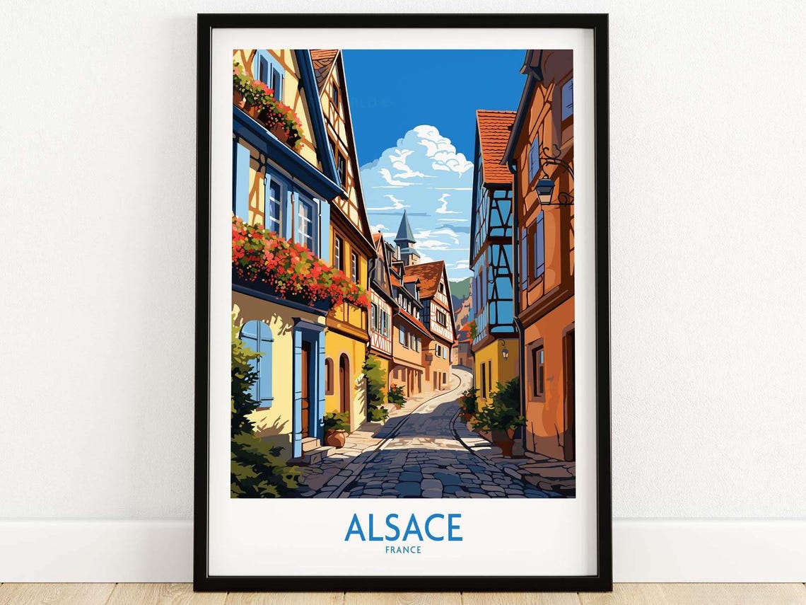 Alsace France Print Travel Home Dcor Poster Gift Illustration Artwork Wall Hanging Framed Unframed