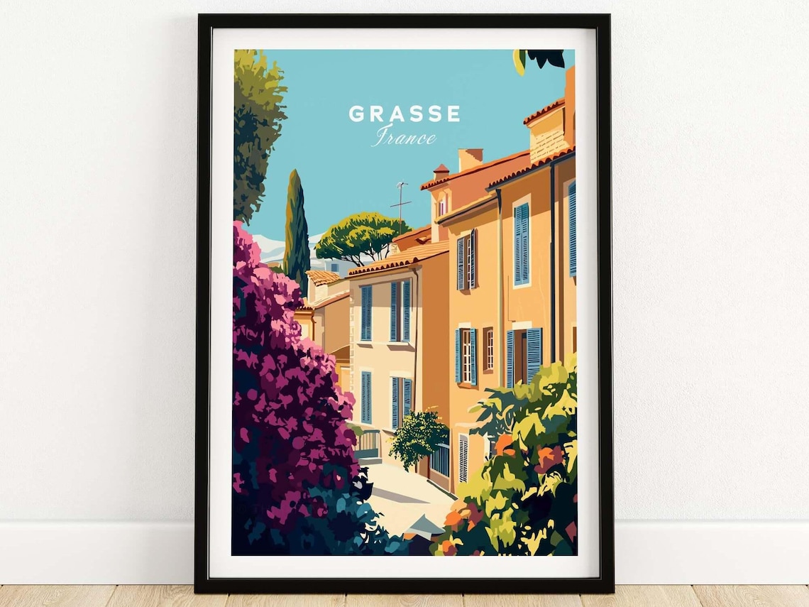 Grasse France Travel Poster, Place-Inspired Art Print