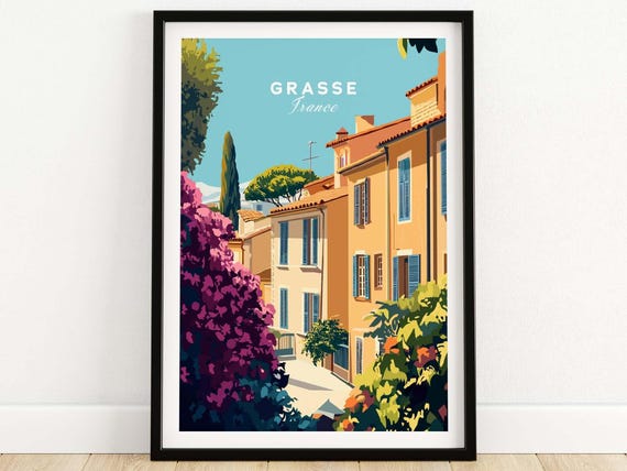 Grasse France Travel Poster, Place-Inspired Art Print