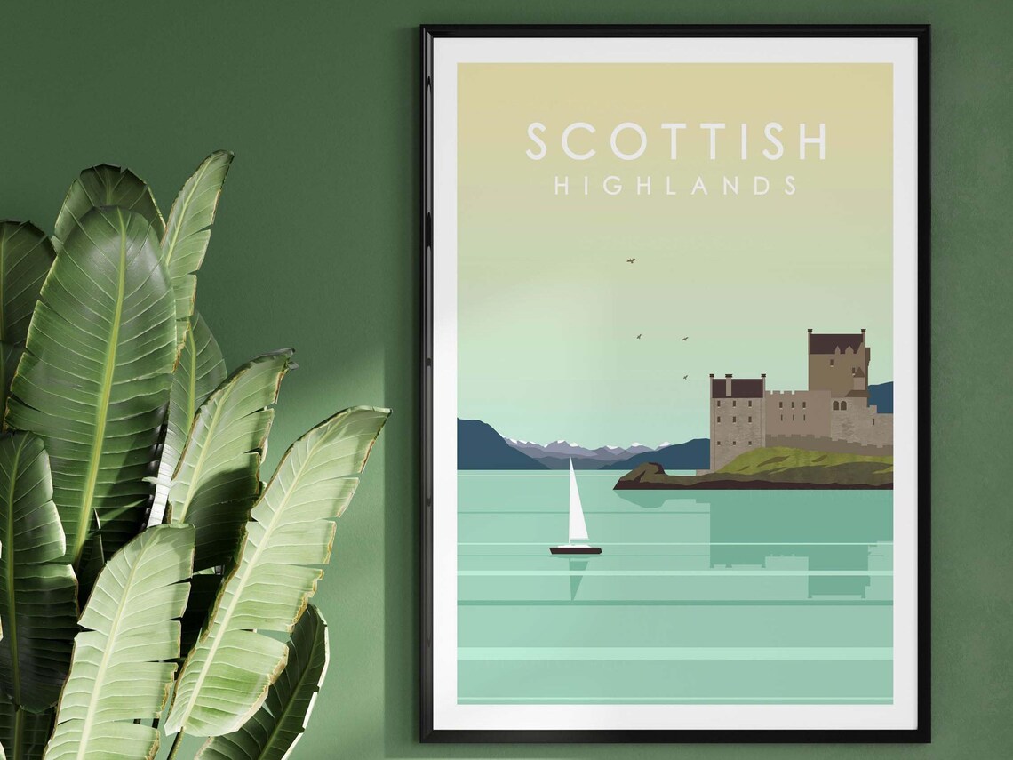 Scottish Highlands Minimalist Travel Poster, Scotland