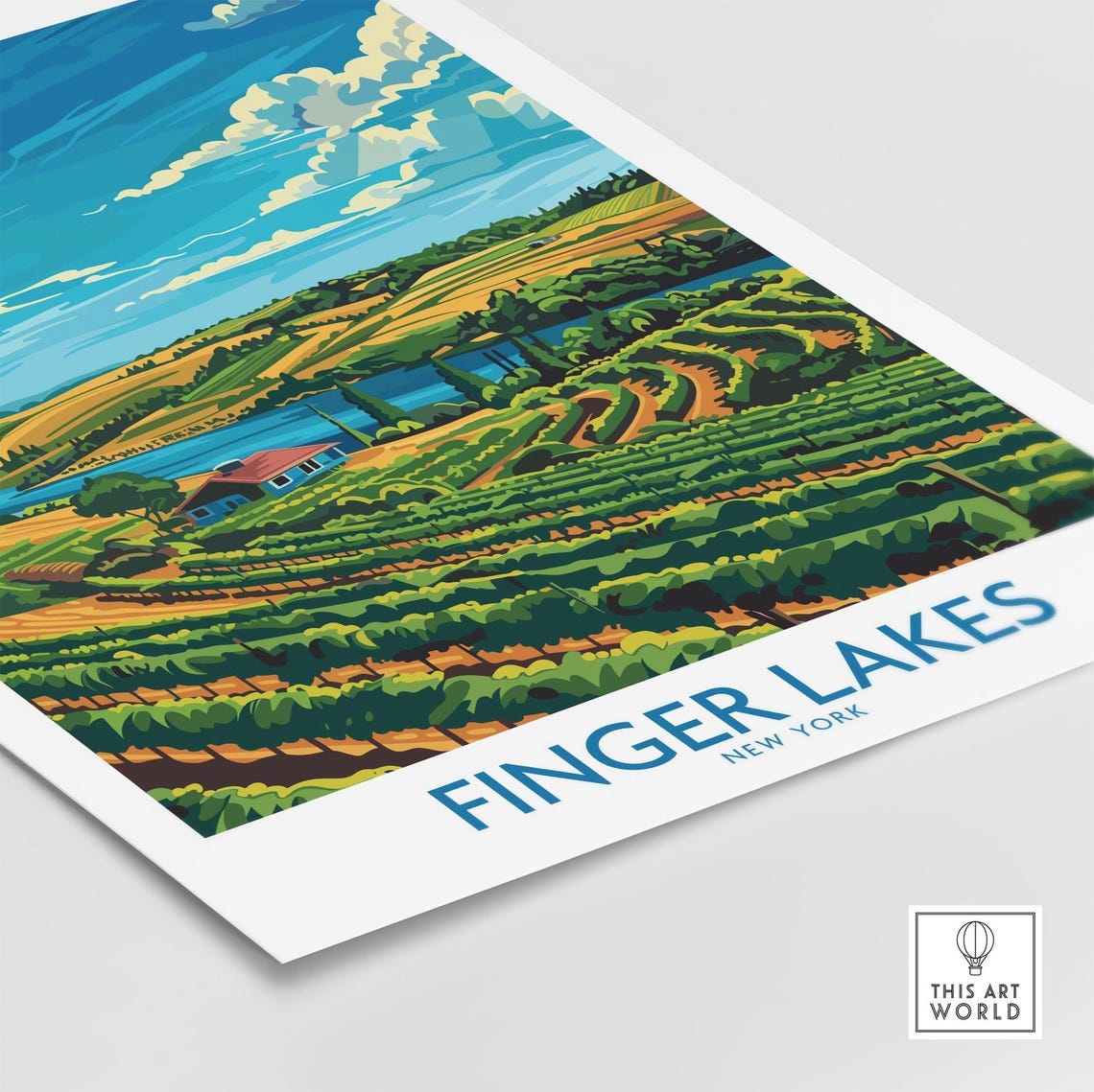 Finger Lakes New York Vineyard Hills Lake Sunset View Poster - Image 4