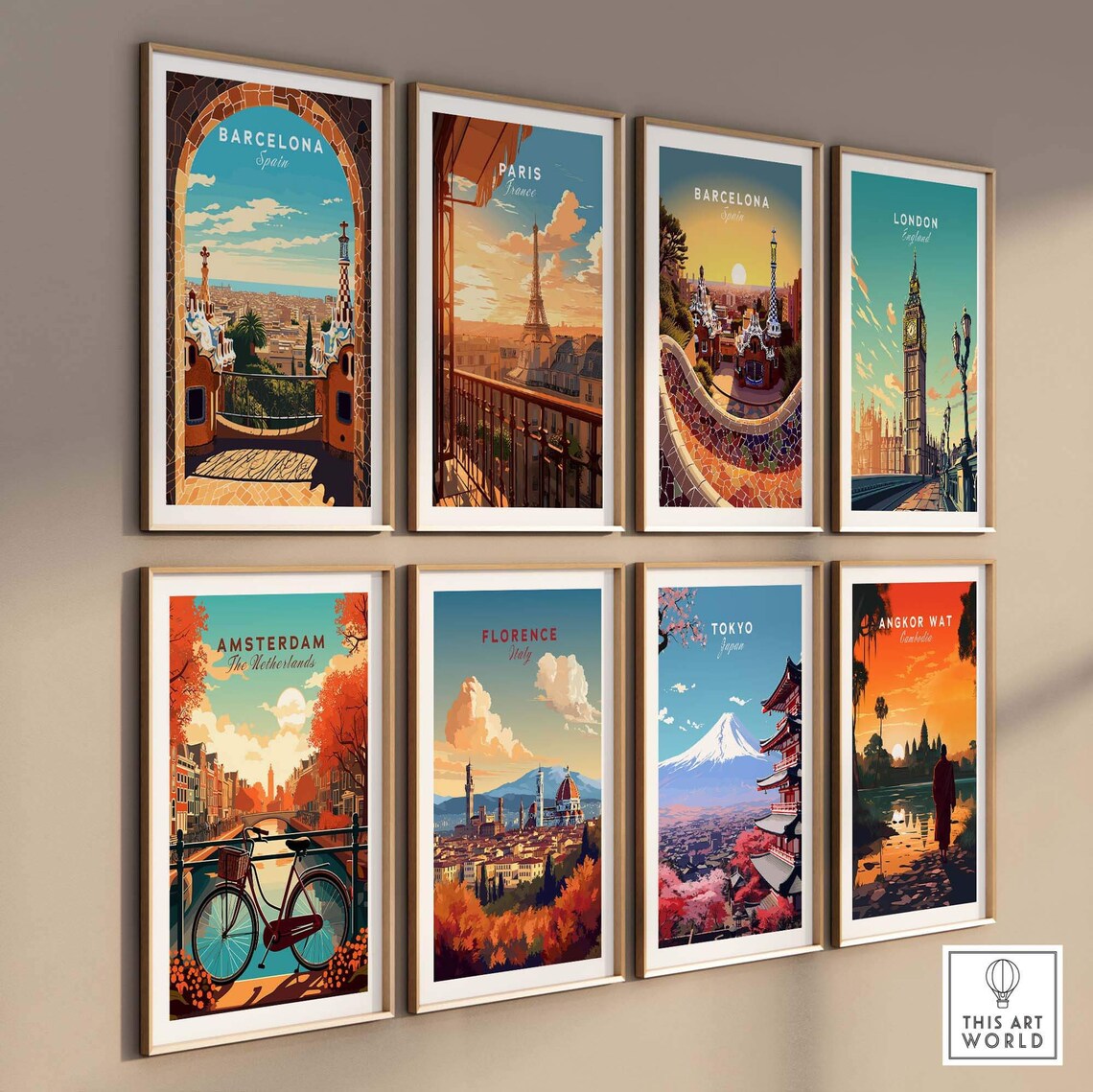 Barcelona Spain Park Guell View Gaudi Terrace Cityscape Poster - Image 3