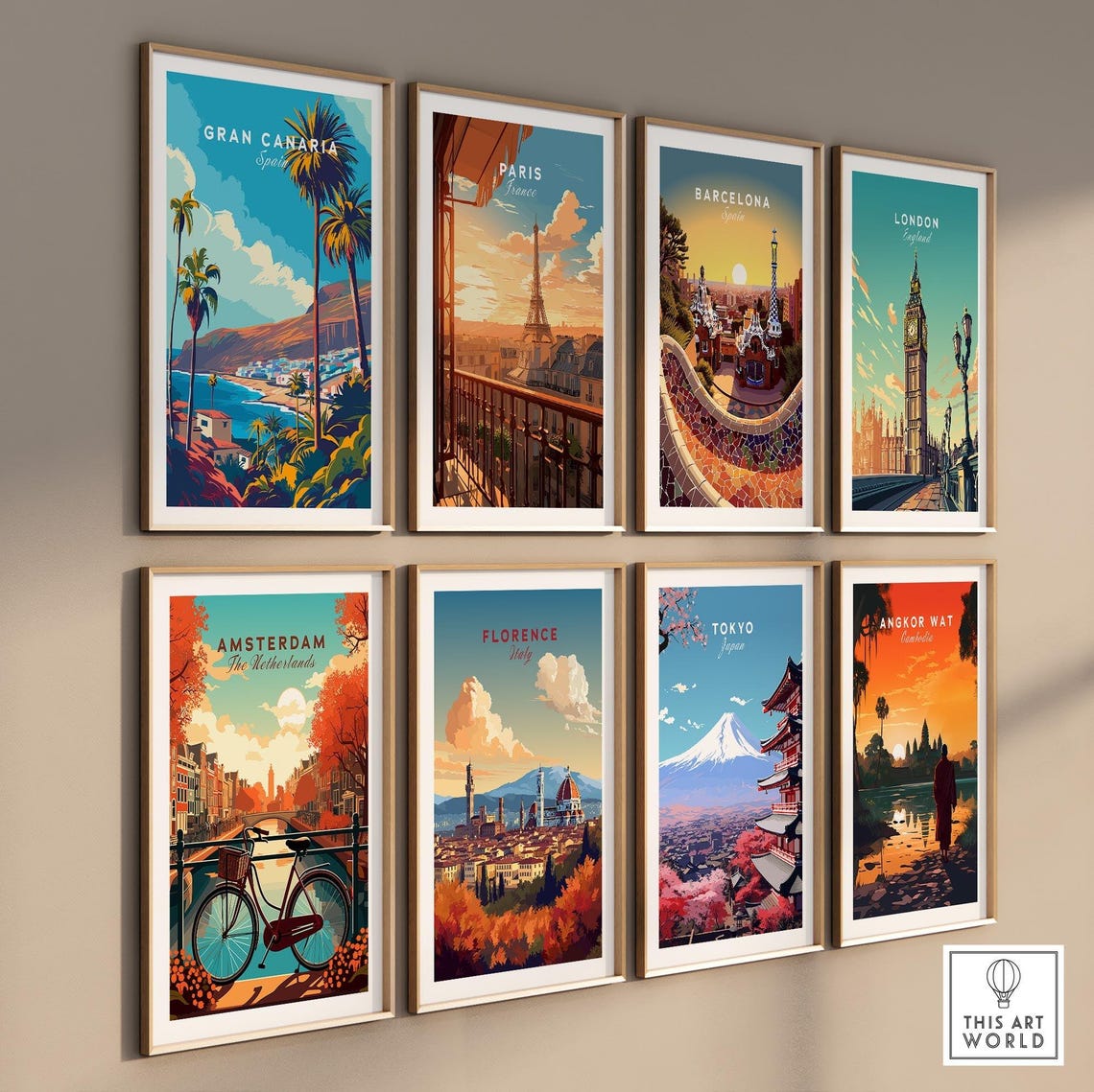 Gran Canaria Spain Coastal Town Palms Hillside Bay View Poster - Image 3