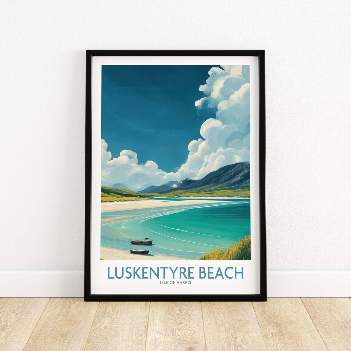 Luskentyre Beach Isle of Harris Turquoise Bay Coastal Travel Poster