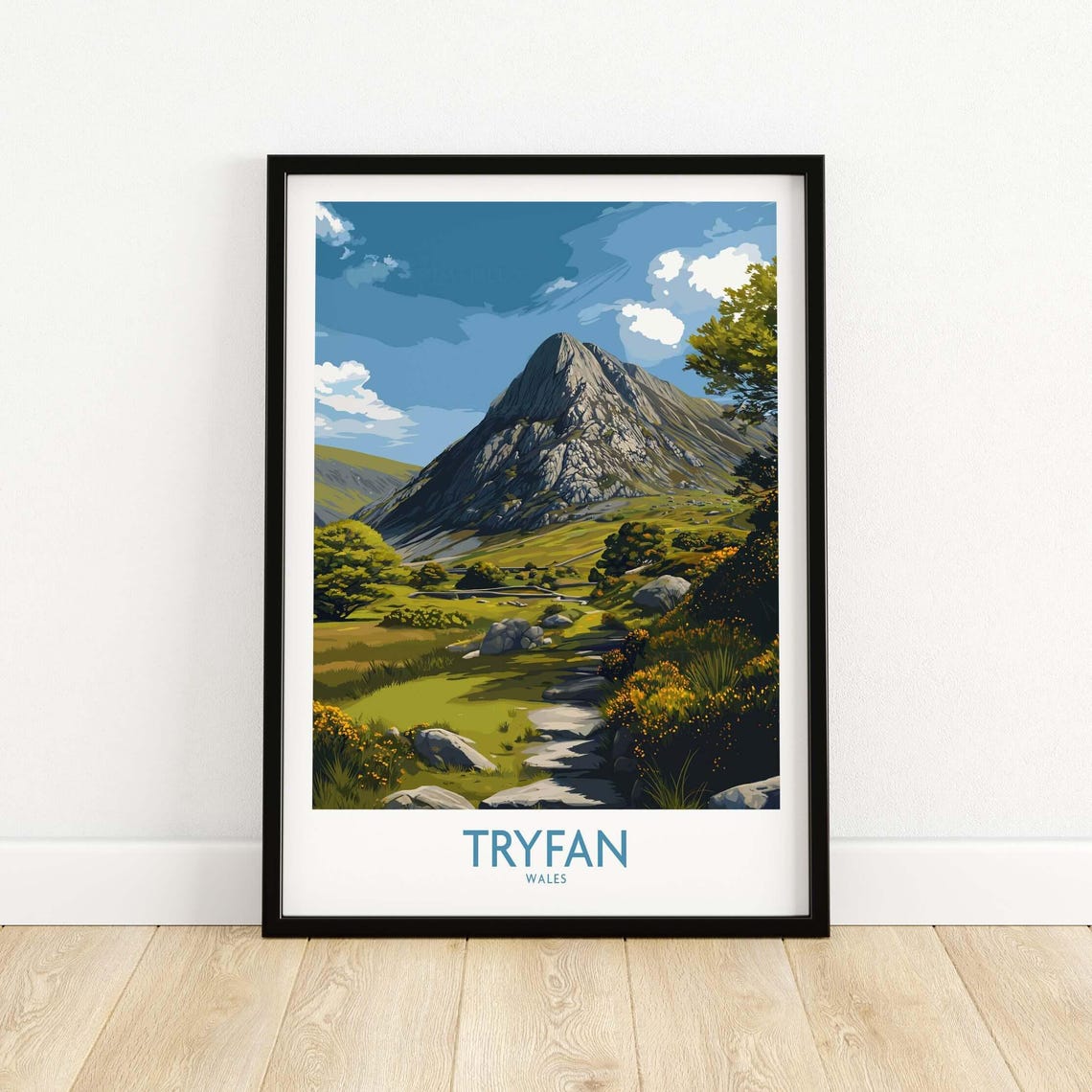 Tryfan Wales Rocky Peak Hiking Trail Mountain Landscape Poster