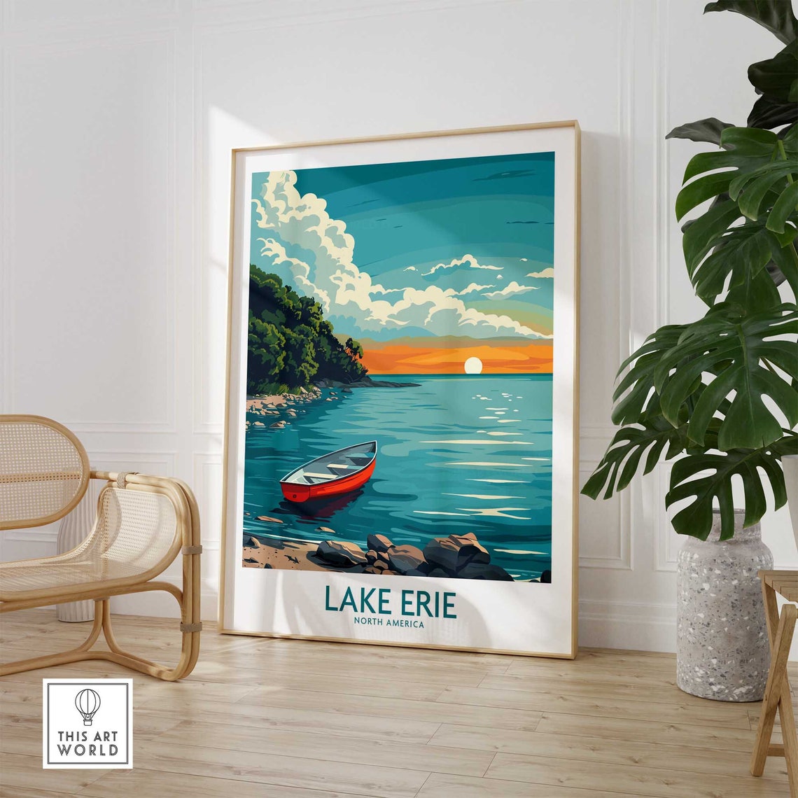 Lake Erie Print Great Lakes Travel Print Lake Erie Wall Art Poster Lake Erie Gift Home Decor Art Lover Gift Lake Erie Artwork - Image 2