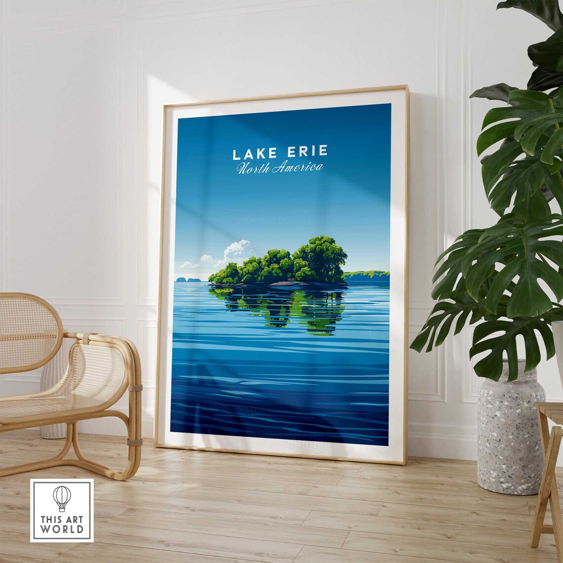 Lake Erie North America Forest Island Mirror Calm Water Poster - Image 2