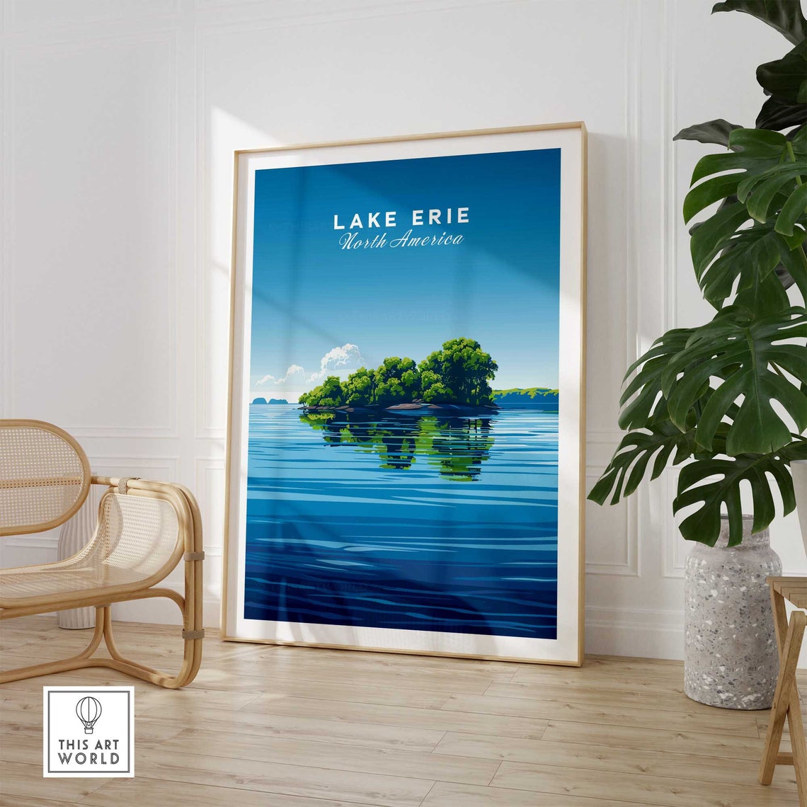 Lake Erie Travel Poster Great Lakes Travel Print Wall Art Lake Erie Poster Gift Home Decor Lake Erie Art Lover Gift Lake Erie Artwork - Image 2