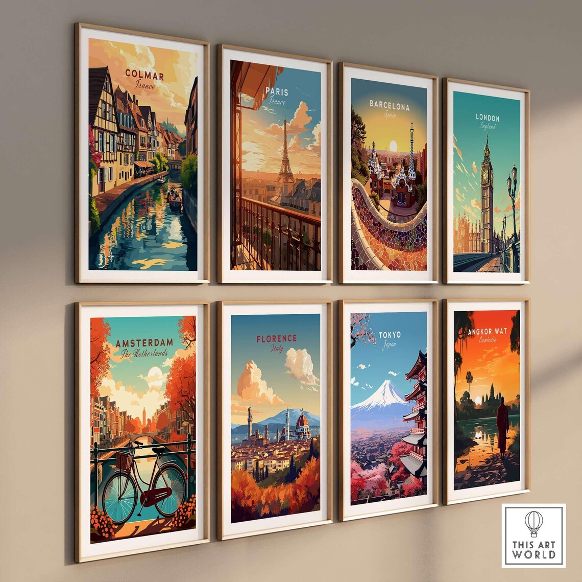 Colmar France Canal Half Timbered Houses Sunset Water Travel Poster - Image 3