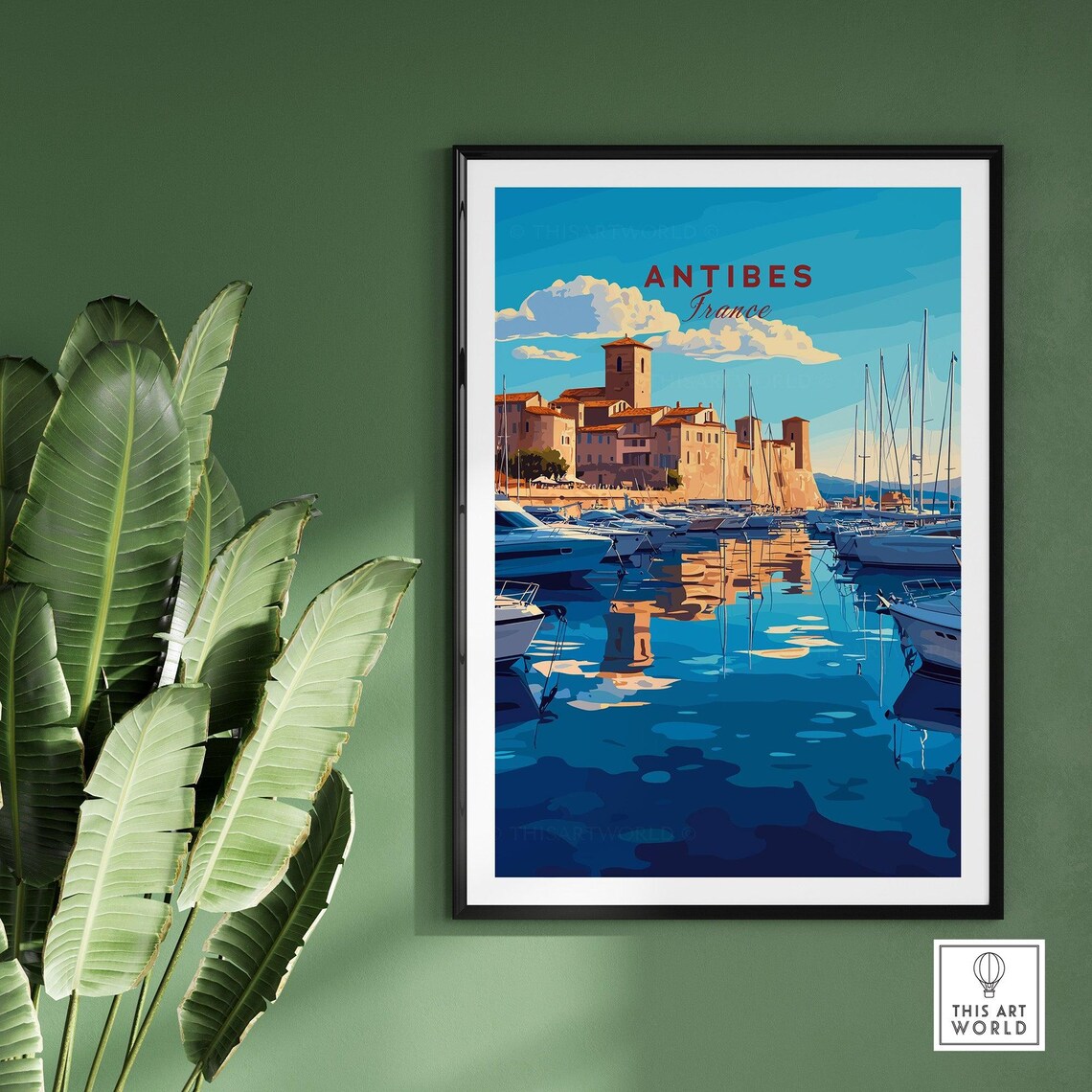 Antibes France Marina Yachts Harbor Reflection Water Travel Poster - Image 2