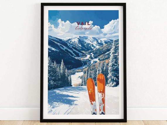 Vail Travel Poster Colorado Vail Ski Resort Travel Print Wall Art Vail Home Dcor Vail Gift Art Lovers Colorado Art Lover Gift Print Art