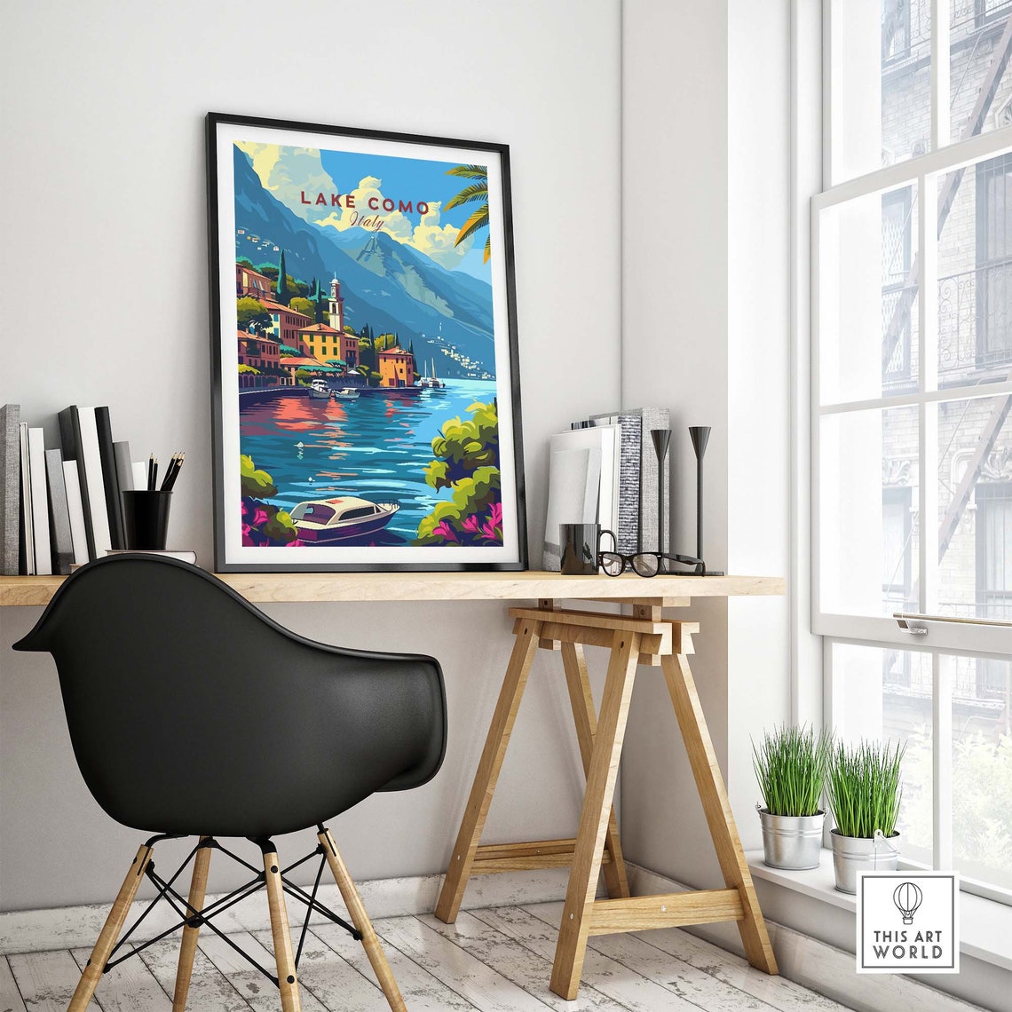 Lake Como Italy Alpine Lakeside Village Mountain View Poster - Image 4
