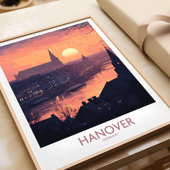 Hanover Wall Art Print Travel Poster Decor Lovers Gift Germany Illustration