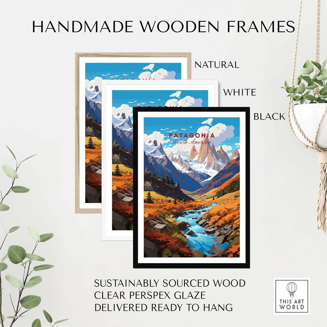 Patagonia South America Granite Peaks River Valley Autumn Poster - Image 4