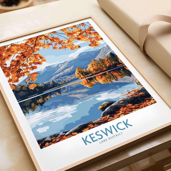 Keswick Travel Poster, Lake District Illustration