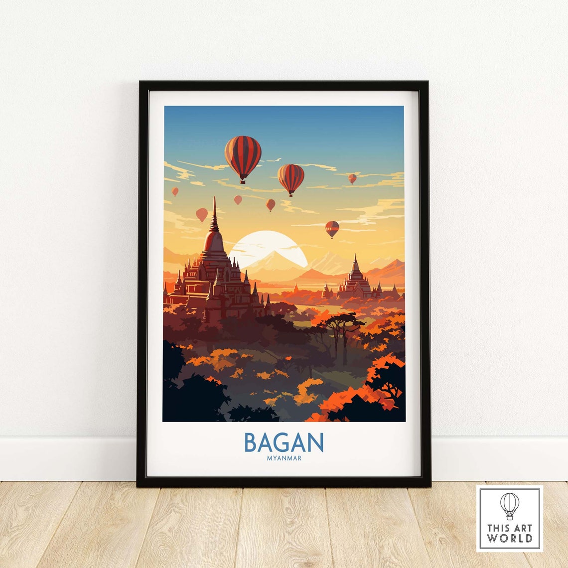 Myanmar Wall Art Print Travel Home Dcor Poster Gift Illustration Artwork Birthday Present