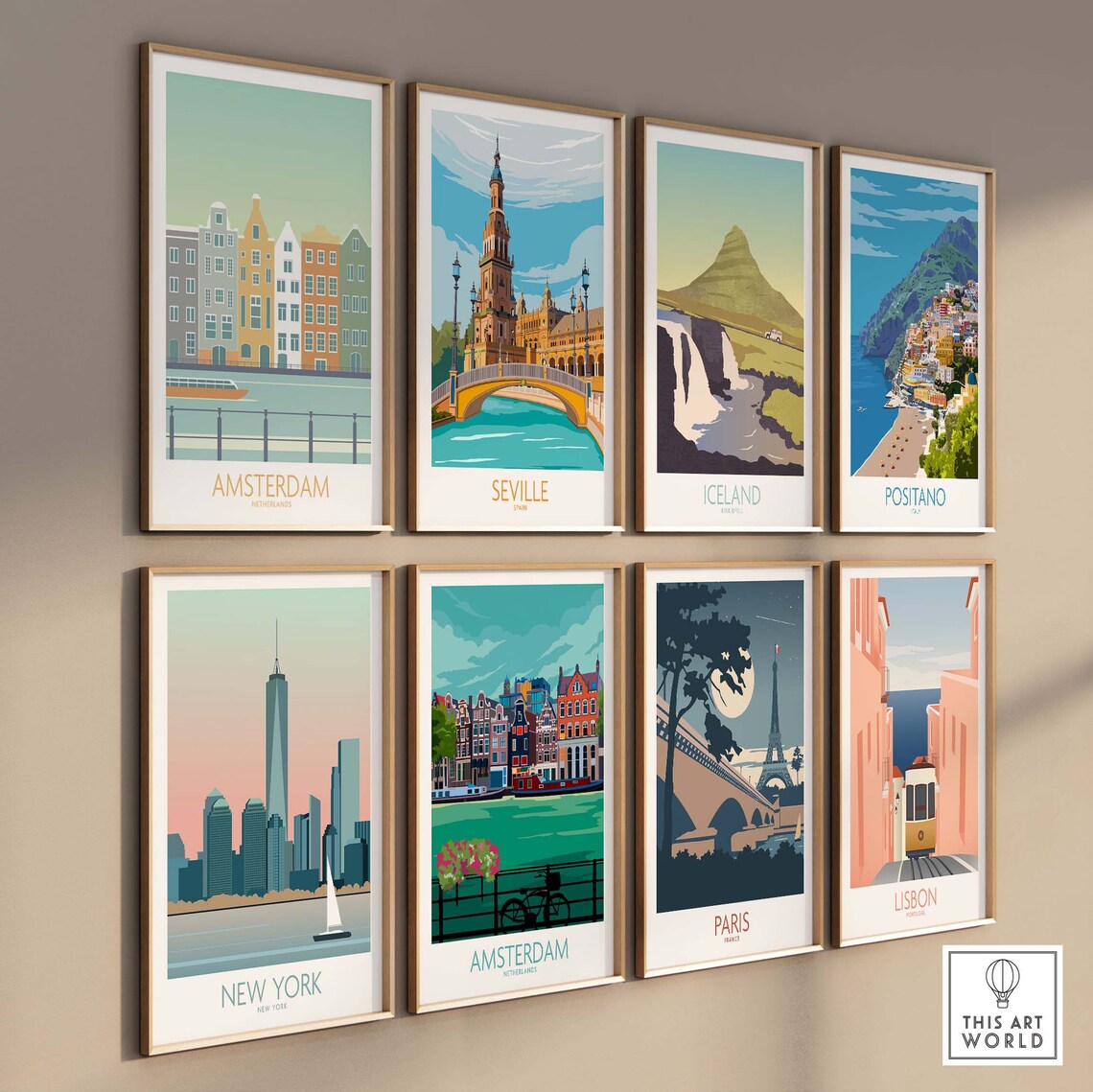 Amsterdam Netherlands Canal Houses Boat Minimalist Style Poster - Image 3
