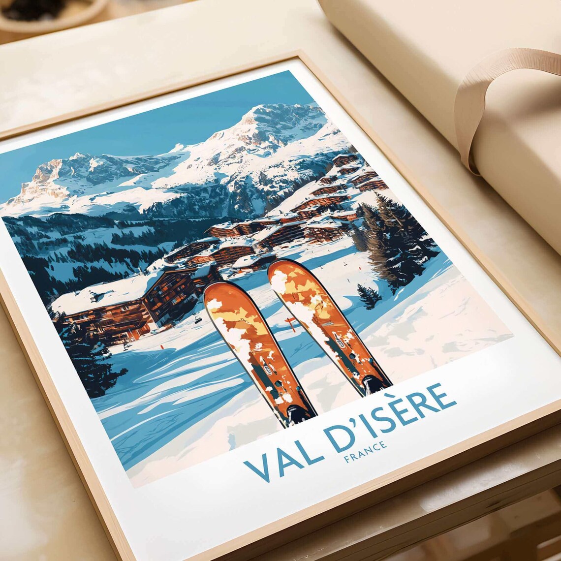 Val Disre Ski Poster, France Mountain Art