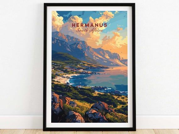 Hermanus Poster South Africa Travel Print Wall Art Gift Home Decor Illustration Artwork Birthday Present