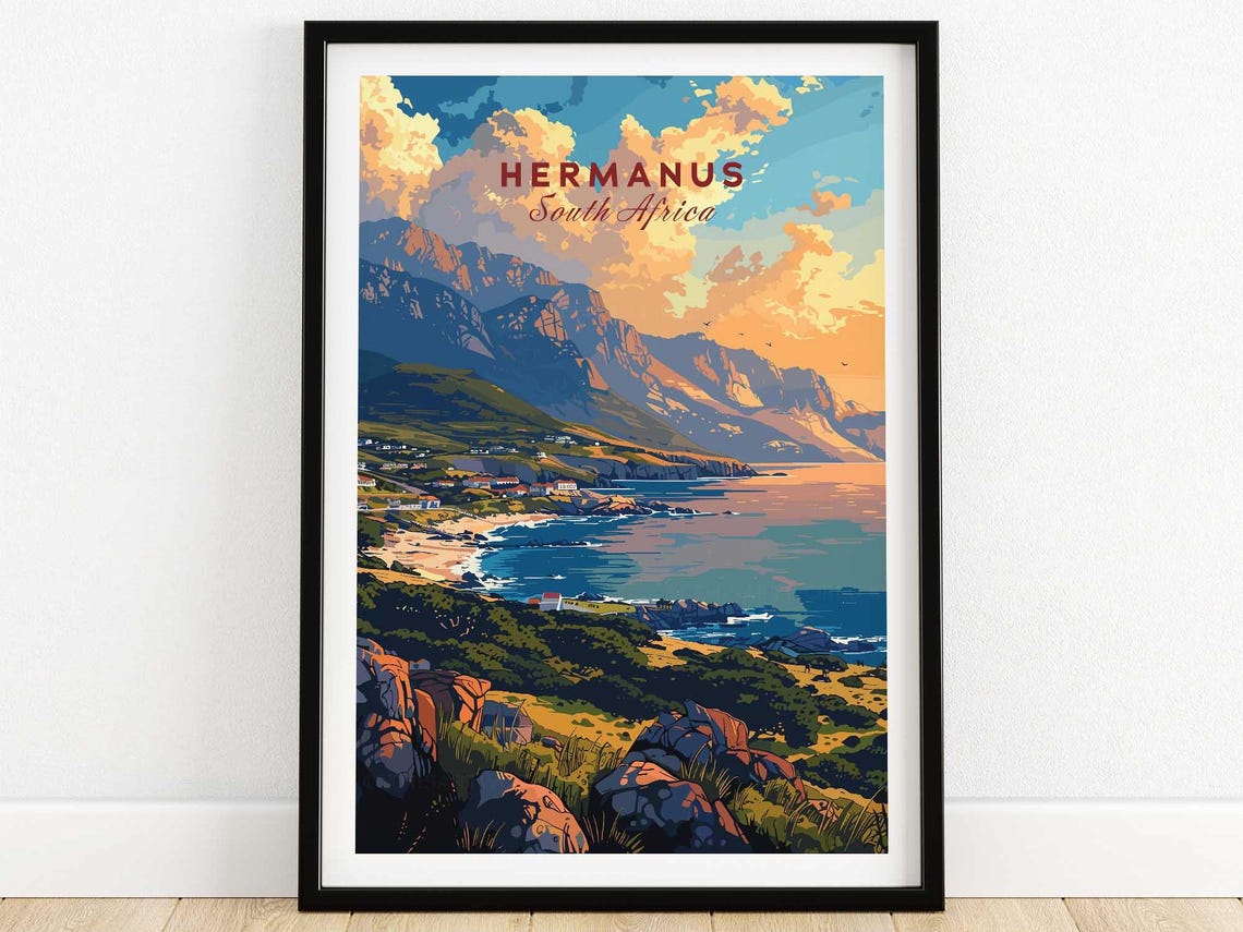 Hermanus Poster South Africa Travel Print Wall Art Gift Home Decor Illustration Artwork Birthday Present