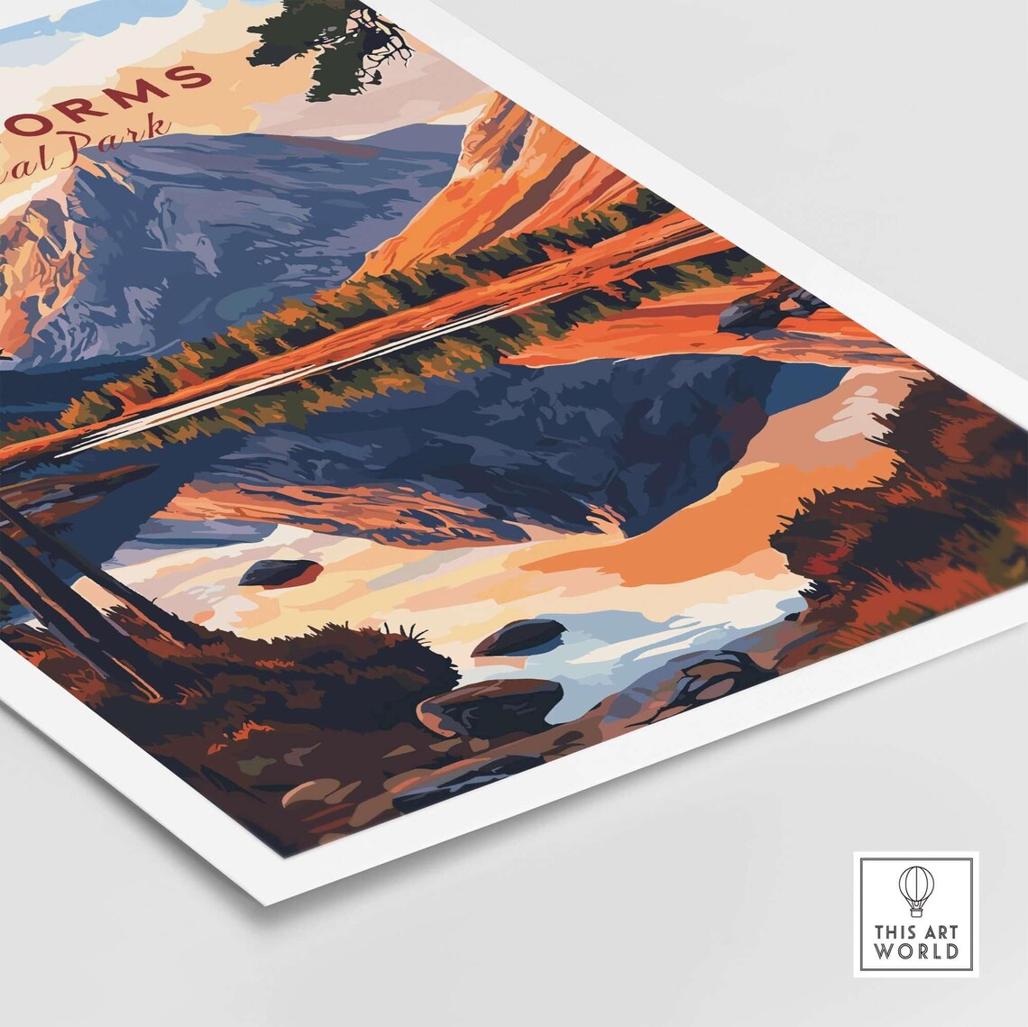 Cairngorms National Park Mirror Lake Sunrise Vintage Travel Poster - Image 4