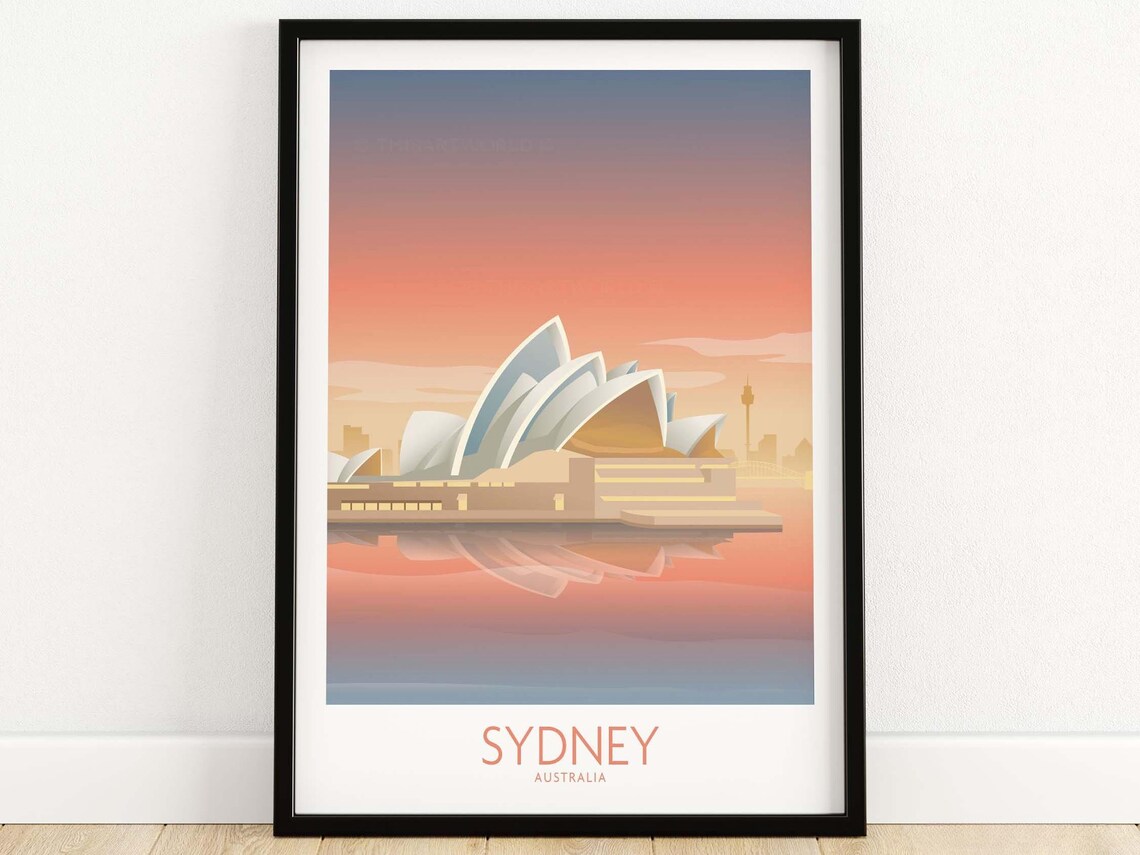 Sydney Australia Travel Poster, Harbour Opera House