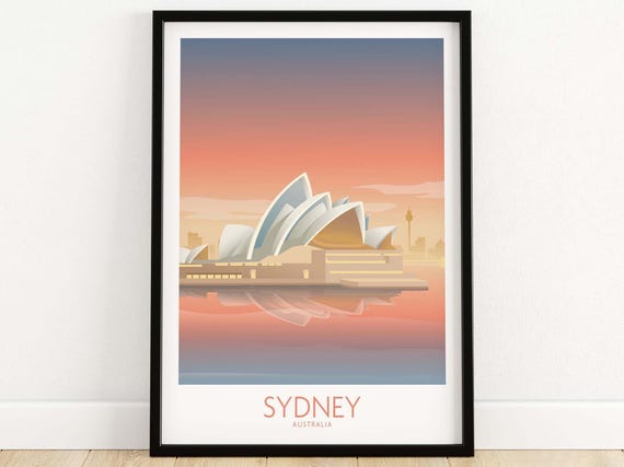 Sydney Australia Travel Poster, Harbour Opera House