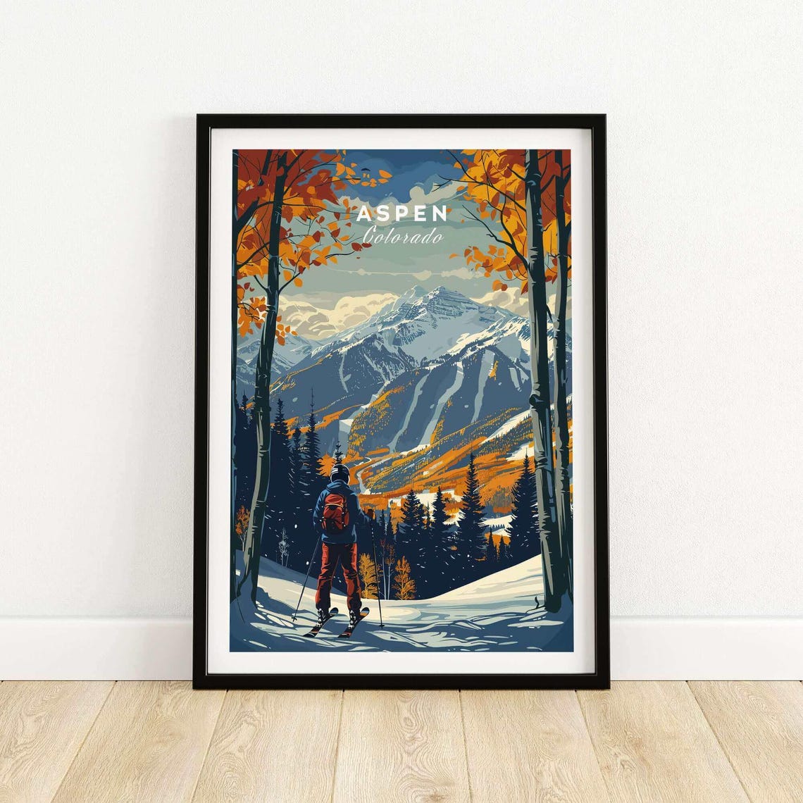 Aspen Ski Poster, Winter Sports Art Print