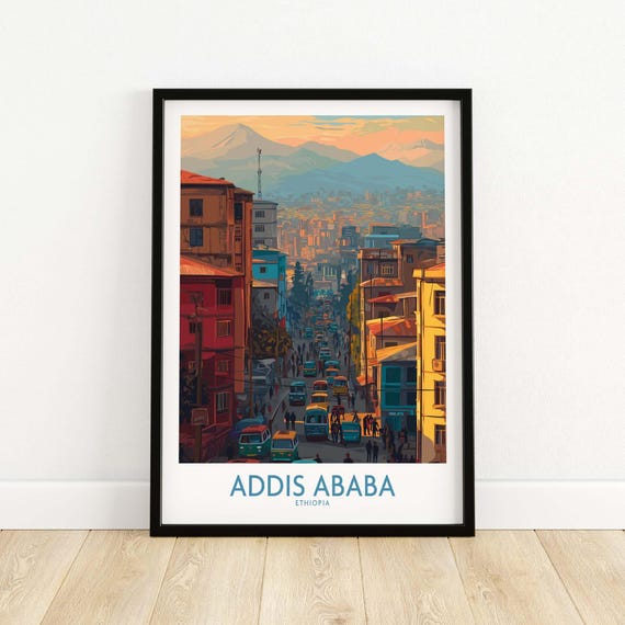 Addis Ababa Travel Print Wall Art Poster Artwork Home Decor Gift Lovers Illustration