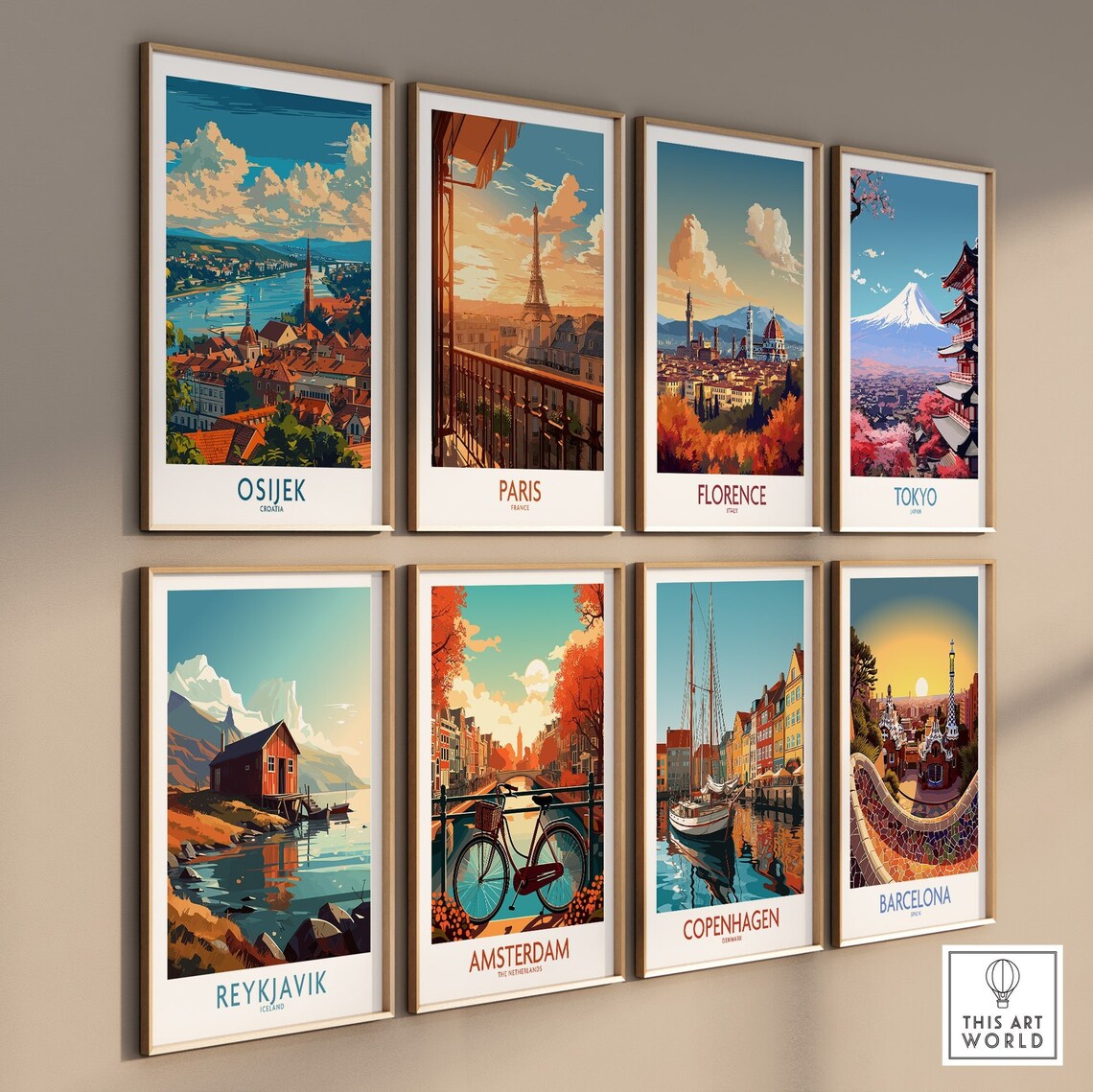 Osijek Croatia Riverfront Church Spire Rooftops Skyline Travel Poster - Image 3