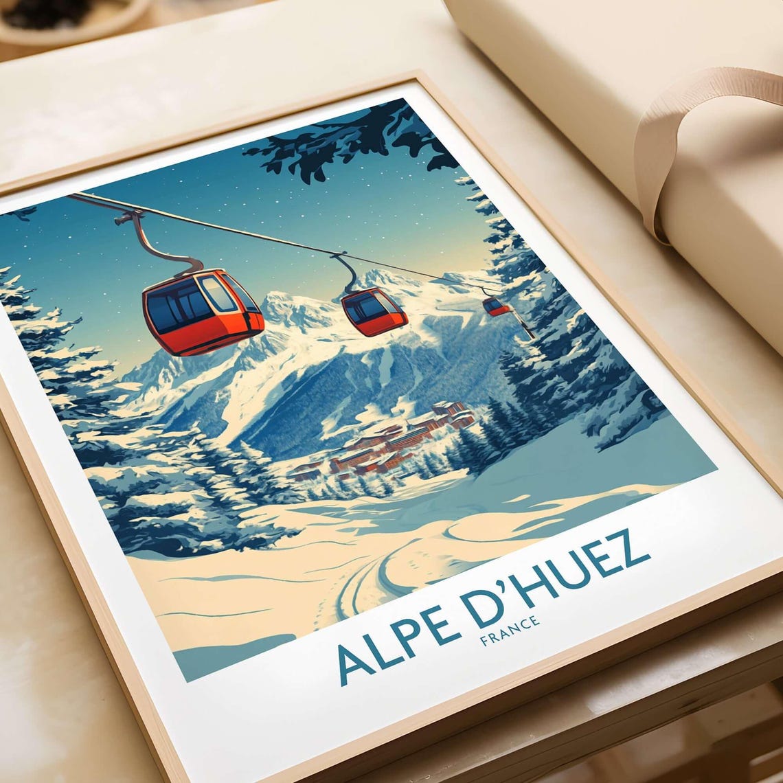 Alpe Dhuez Travel Poster, France Ski Resort