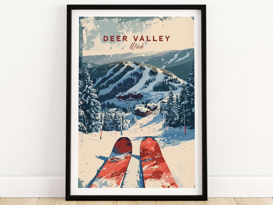 Deer Valley Ski Resort Travel Poster, Utah Travel Print