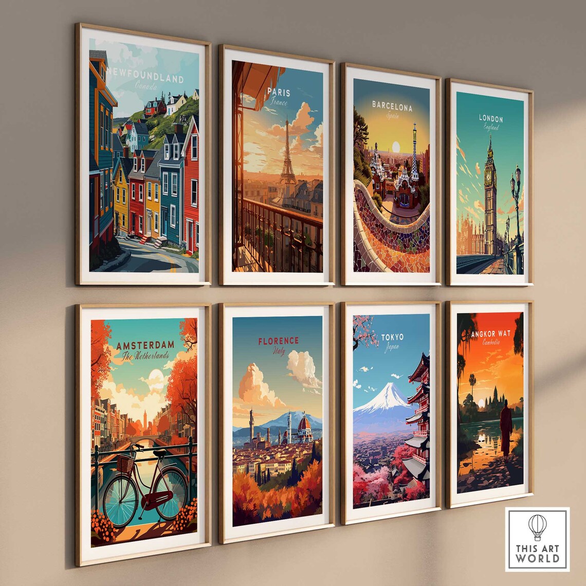 Newfoundland Canada Colorful Row Houses Street Art Travel Poster - Image 3