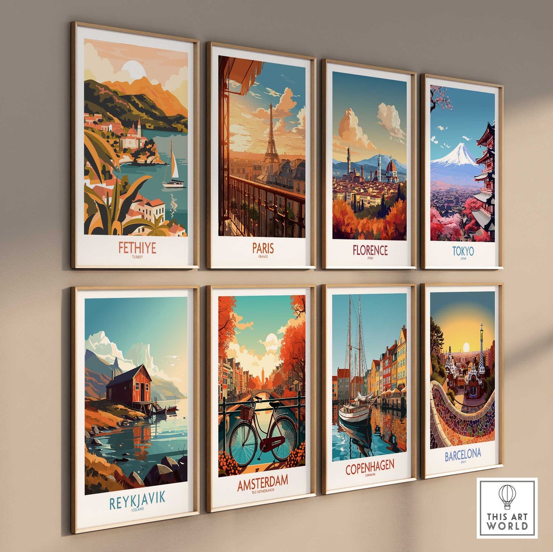 Fethiye Turkey Sunset Sailboat Bay Palm Leaves Coastal Poster - Image 3