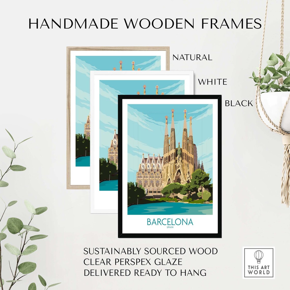 Barcelona Travel Poster, Sagrada Familia, Spain - Image 2