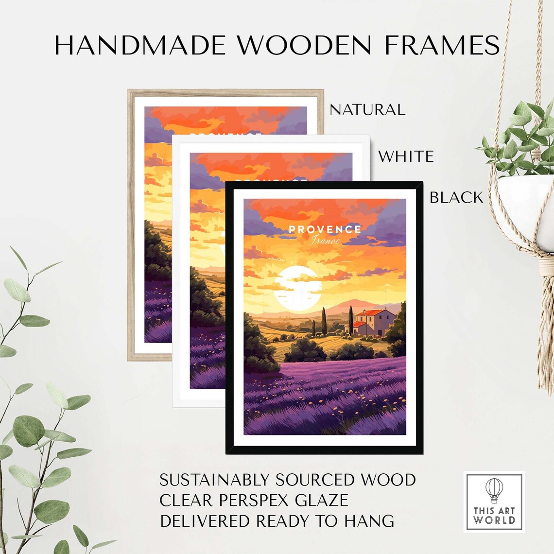 Provence France Lavender Field Farmhouse Sunset Travel Poster - Image 4