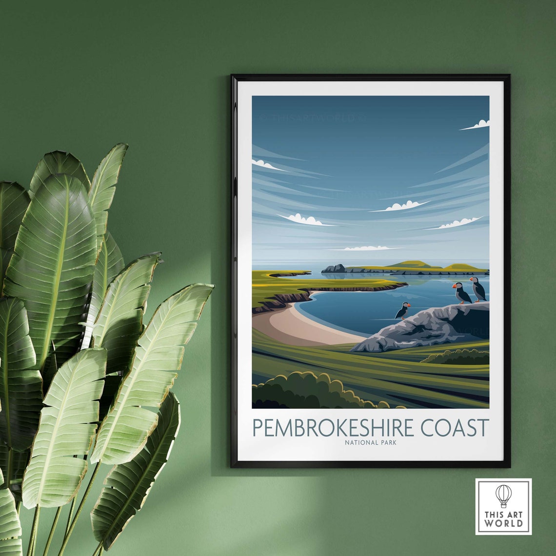 Pembrokeshire Coast Wales Puffins Seabird Cliffs Travel Poster - Image 2