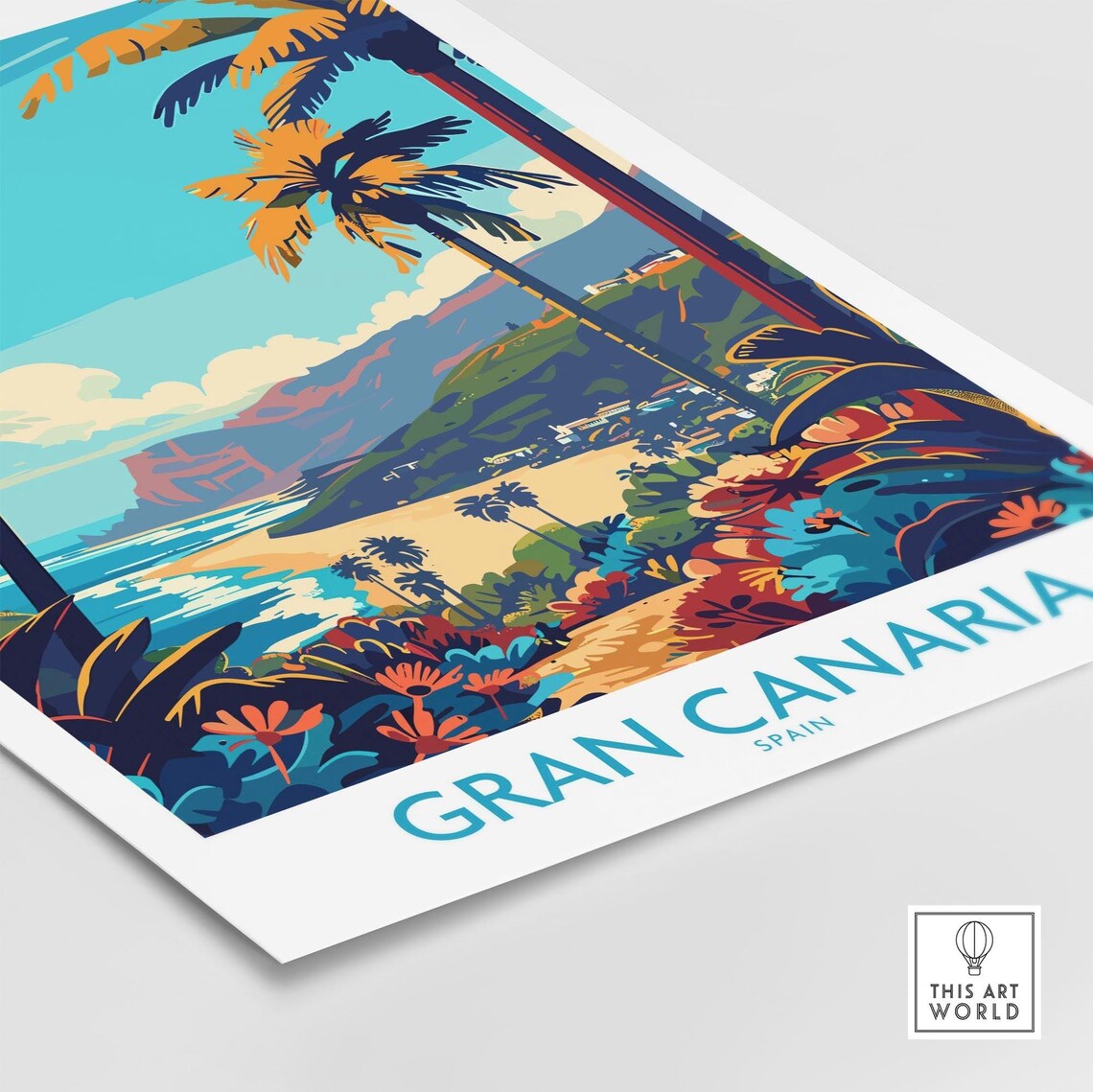 Gran Canaria Spain Palm Trees Beach Bay Tropical Coast Travel Poster - Image 4