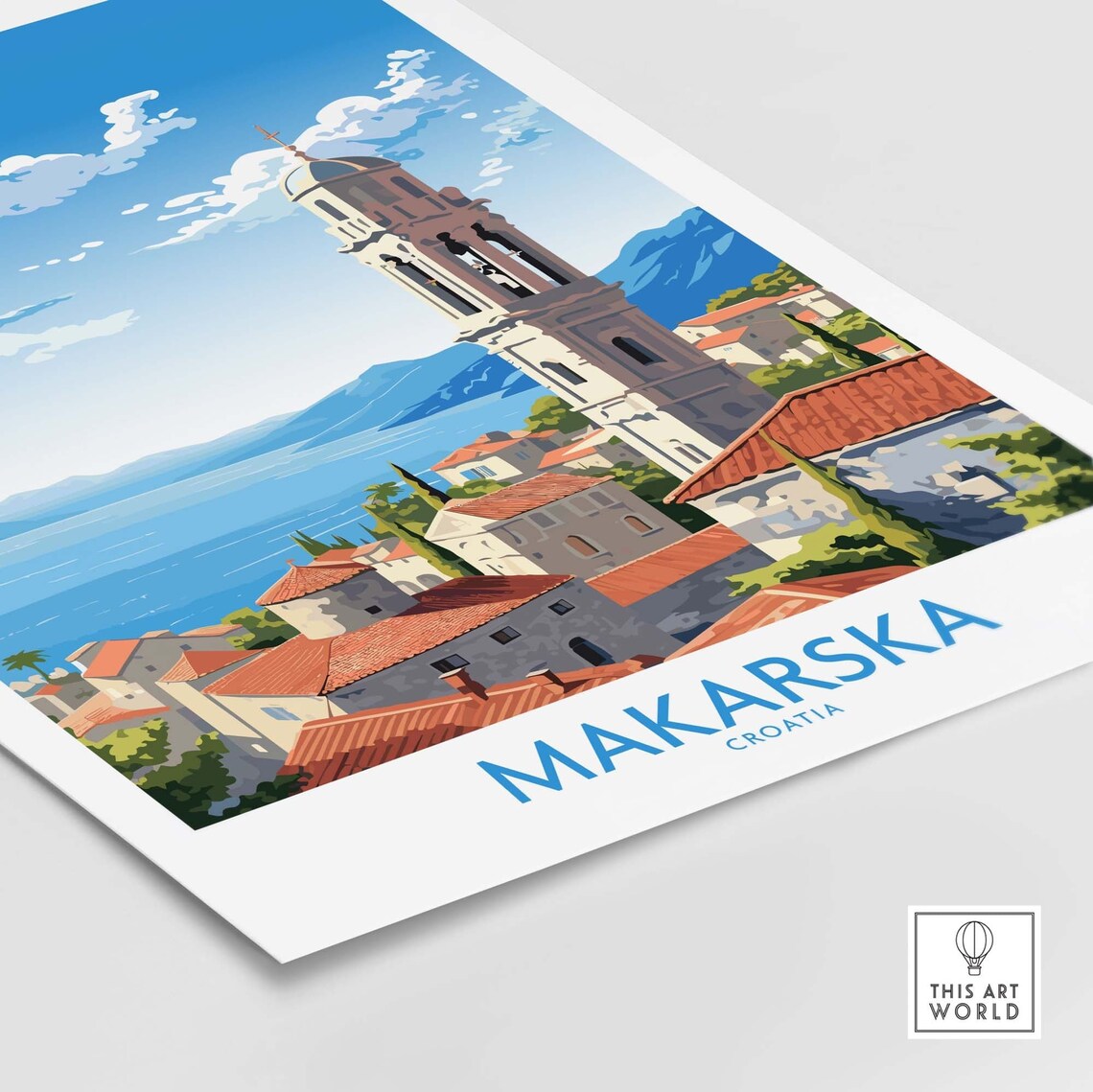 Makarska Croatia Adriatic Coast Old Town Bell Tower Scenic Poster