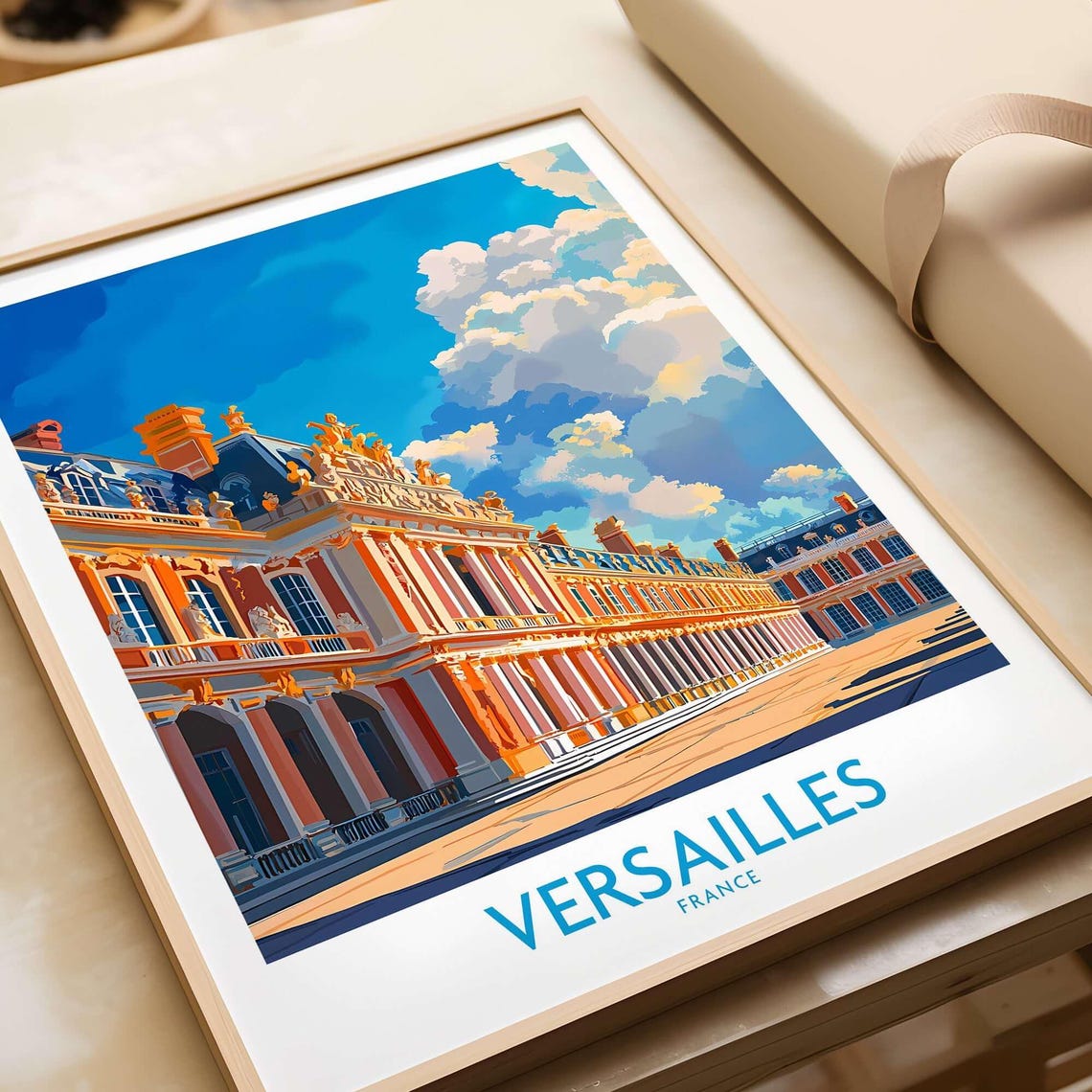 Versailles France Palace Grand Facade Blue Sky Travel Poster