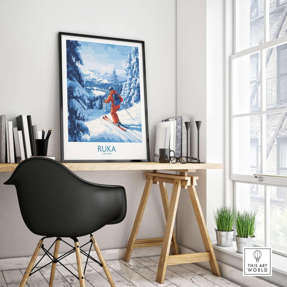 Lapland Ski Scene, Ruka Finland Winter Sports Print - Image 4