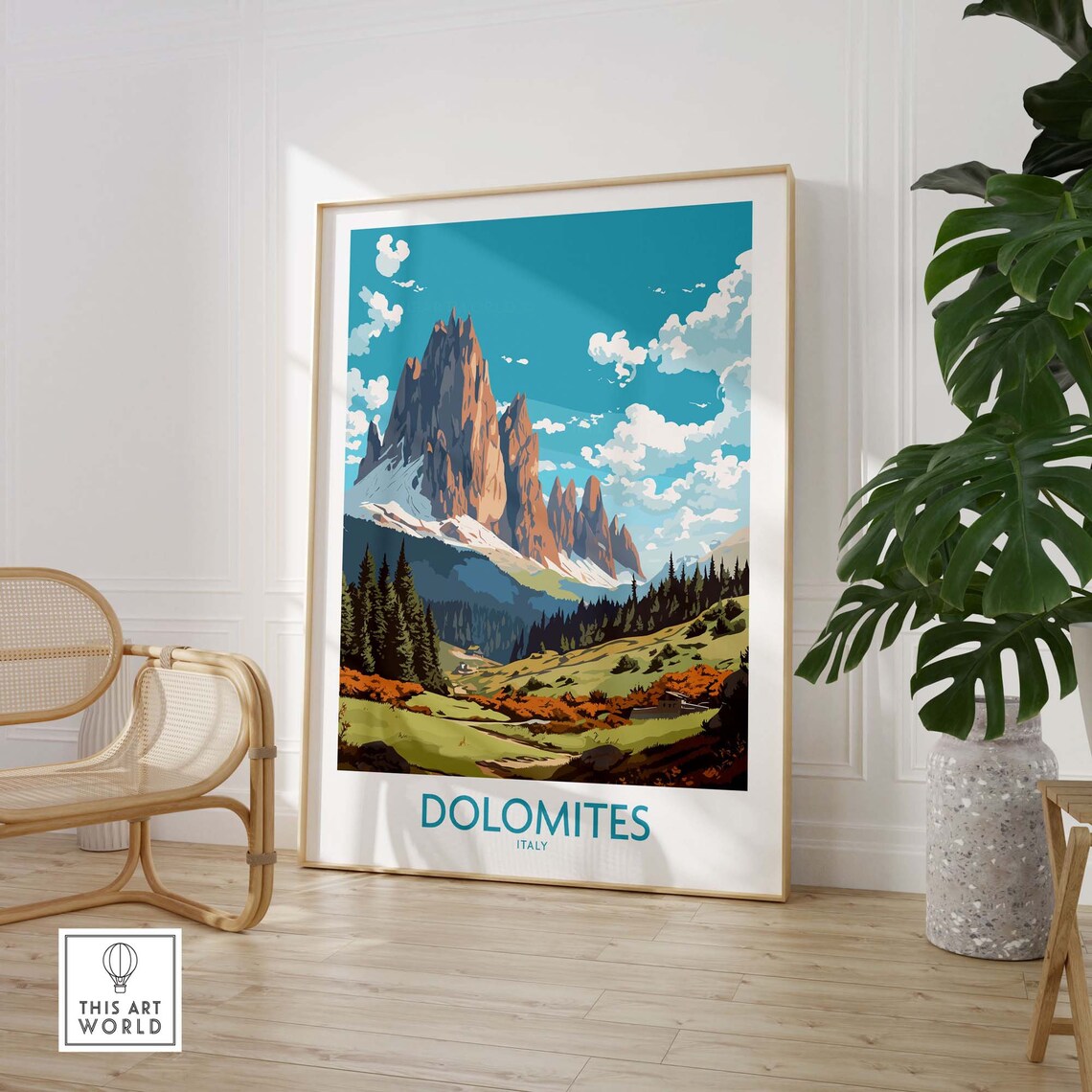 Dolomites Italy Travel Poster, Europe Wall Art Print - Image 3