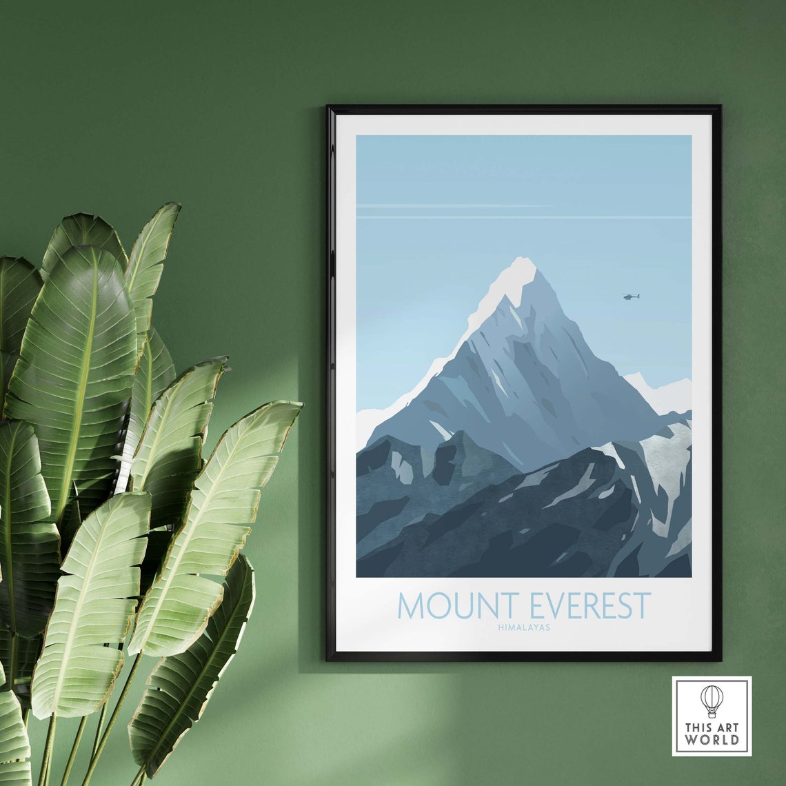 Mount Everest Himalayas Minimalist Snow Peak Travel Art Poster - Image 2